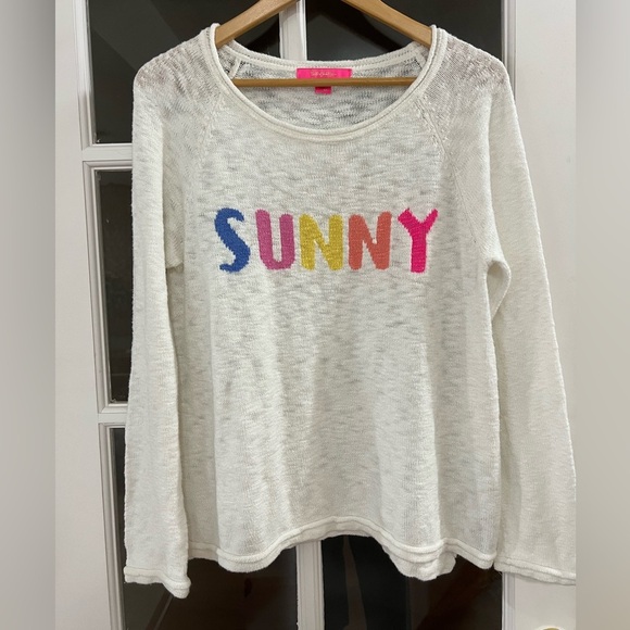 Lilly Pulitzer Danette Sweater - Size L - resort white sunny Intarsia